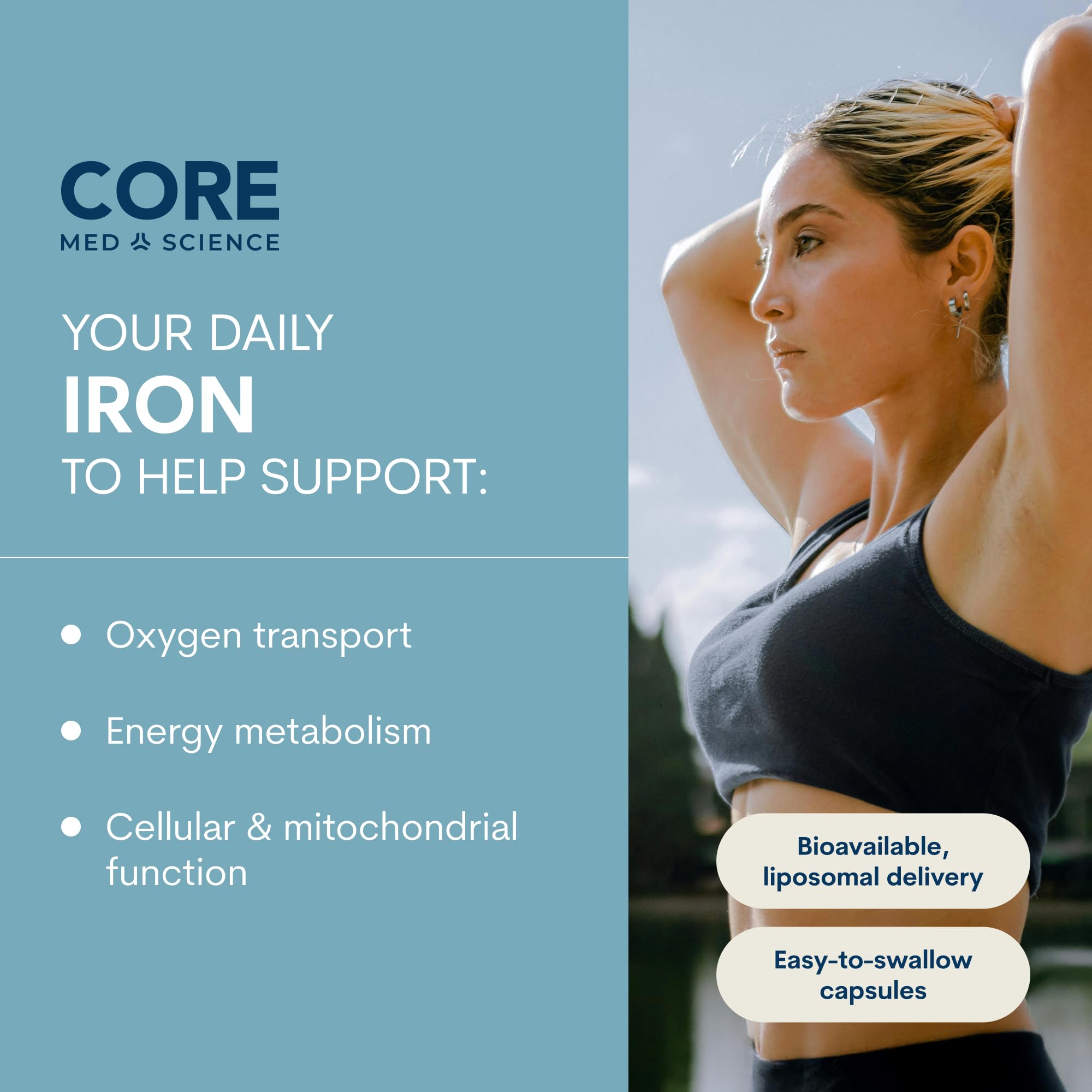 Core Med Science Liposomal Iron Supplement for Women & Men, 90 Capsules — Amazon image 2