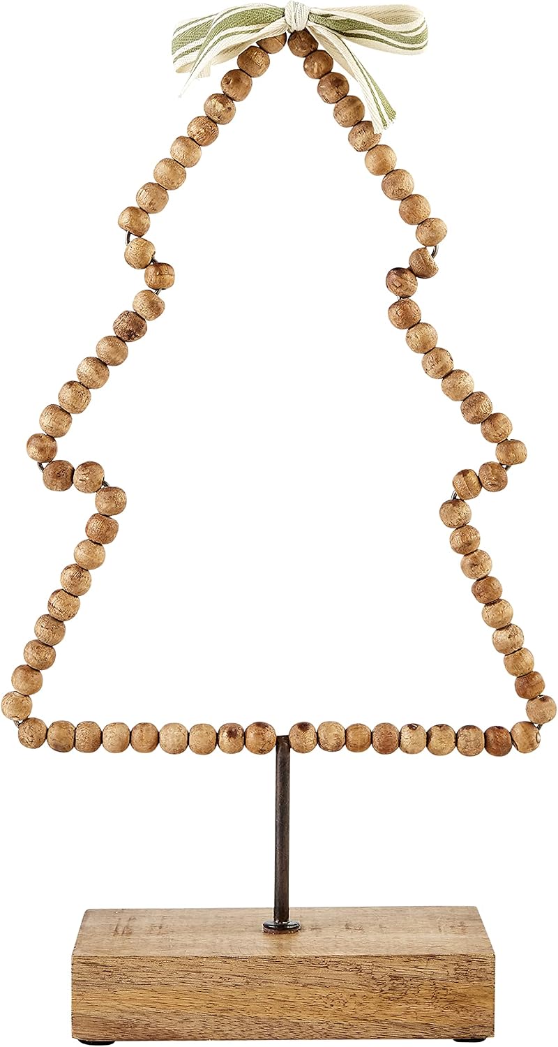 Mud Pie, 15" x 8" Beaded Christmas Tree Sitter, Large, Brown