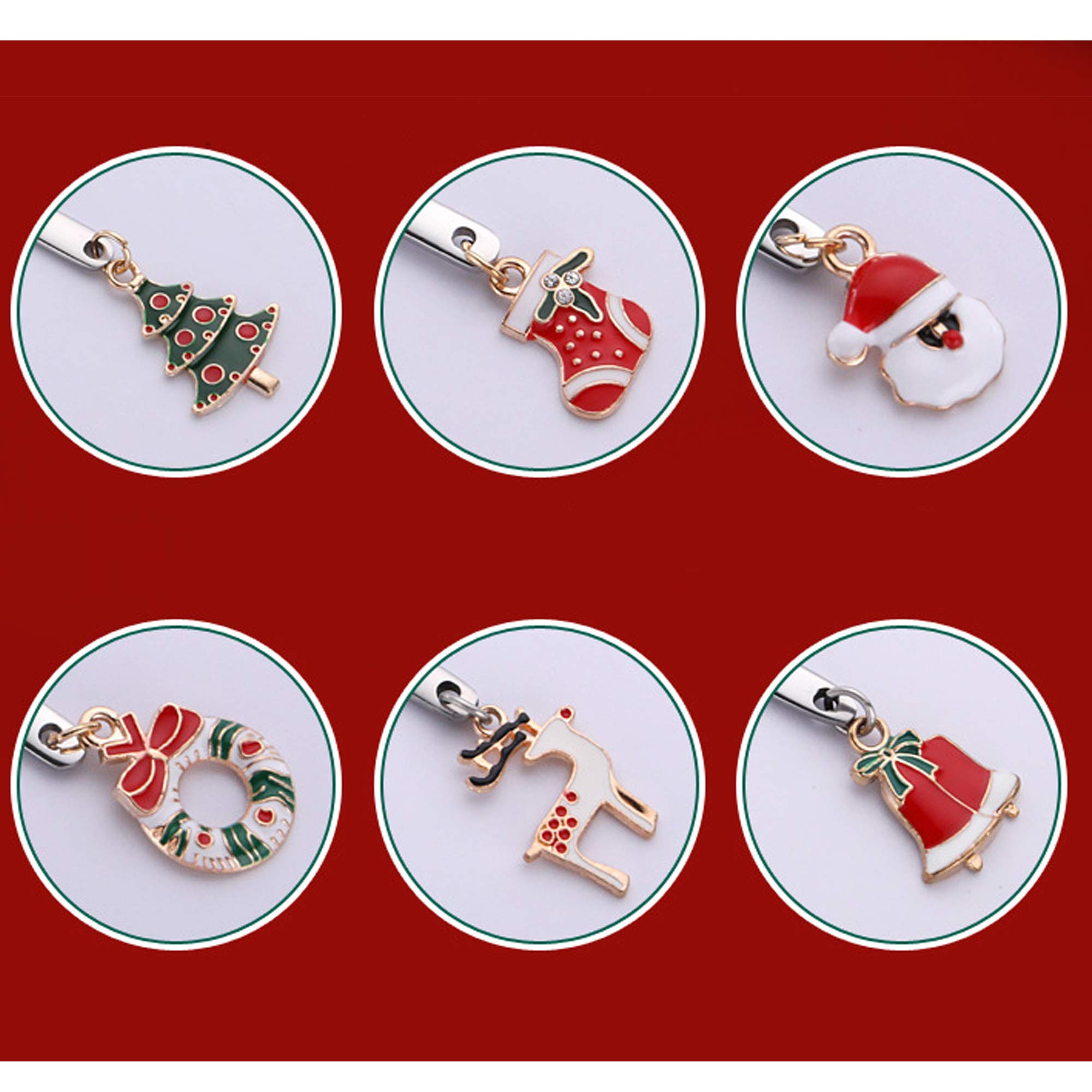 Cucchiaini Decorazione Tavola Natale Cucchiaini Da Caffè 6 Cucchiai Da Caffè In Acciaio Inox, Forchette Cucchiaini Con Ciondoli Tema Natale