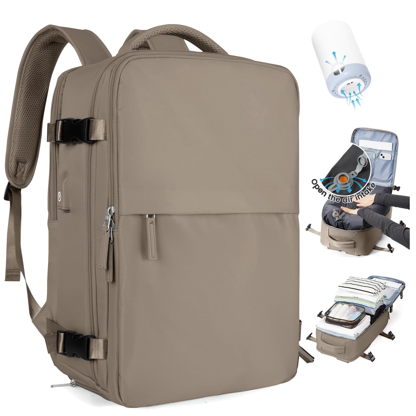 SZLX Zaino Ryanair 40x30x20 Sottovuoto Bagaglio a Mano 40x20x25 Borse da Cabina per Easyjet 45x36x20 Zaino da Viaggio Donna con Porta USB Adatto a PC da 14 Pollici, Valigia da Viaggio Sottovuoto