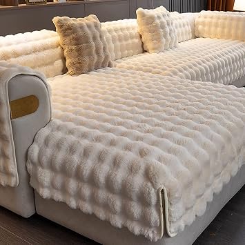 Sectional Couch Cover Sofa Slipcovers Thick Plush Washable Furniture Protector, Non Slip Without Shedding Fluffy Sofa Towel Chaise Lounge Cover Color A, Size 70x70cm/28x28 in