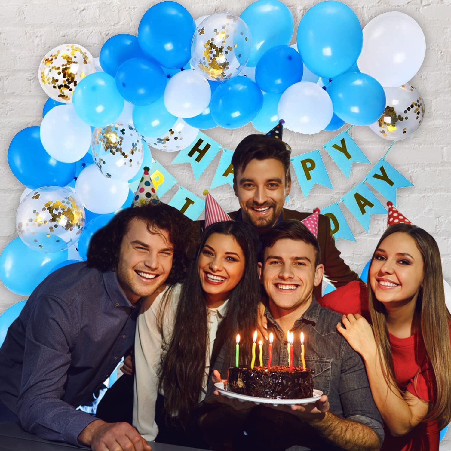Party Propz Paper Birthday Balloons For Decoration - 41 Pcs Blue Balloons For Birthday Decoration With Happy Birthday Banner And Confetti Balloons | Birthday Decoration Items For Boy 4