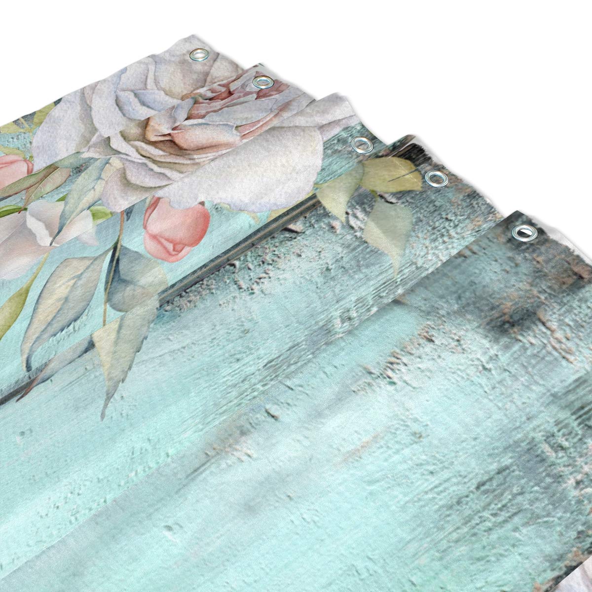 OERJU Duschvorhang Im Vintage-Stil – 152x183 Cm, Wasserdichtes Polyester, Mit Haken, Graue Holzoptik