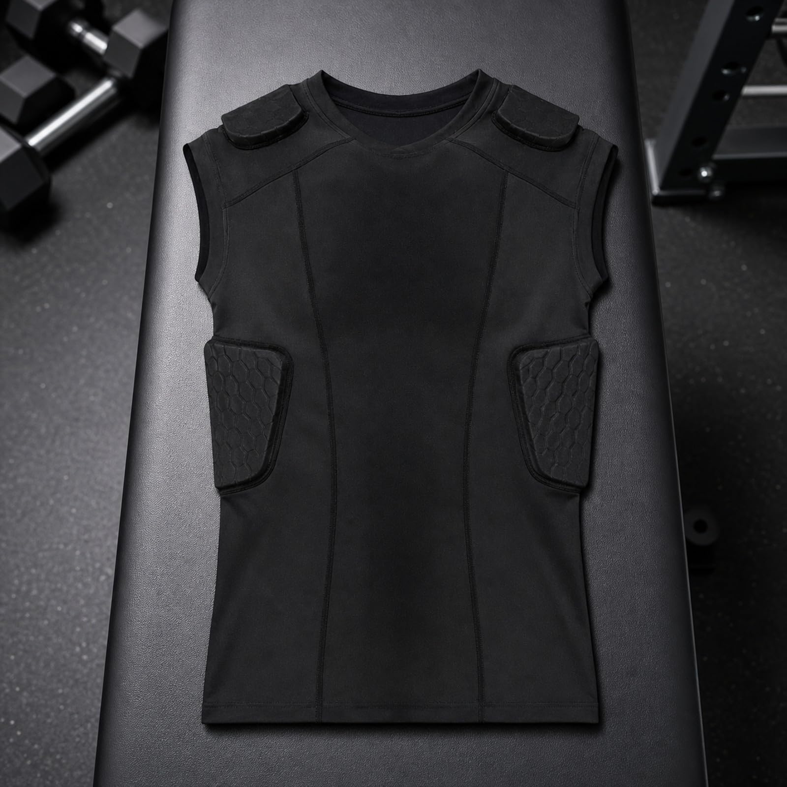 Unterziehweste mit Protektoren Gepolsterte Schulterbereiche, atmungsaktives stretchmaterial, sportweste, für kontaktsport, fitnessstudio, sportler