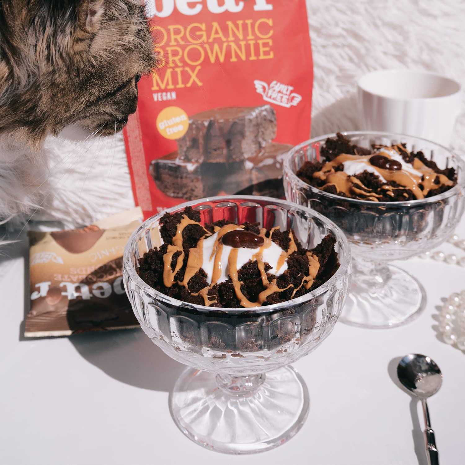 bett'r Organic Brownie Mix, Bio, Vegane & Gluten free Brownies Mit Reichhaltigem Kakaogeschmack-6 x 400g-jeweils 15 Portionen