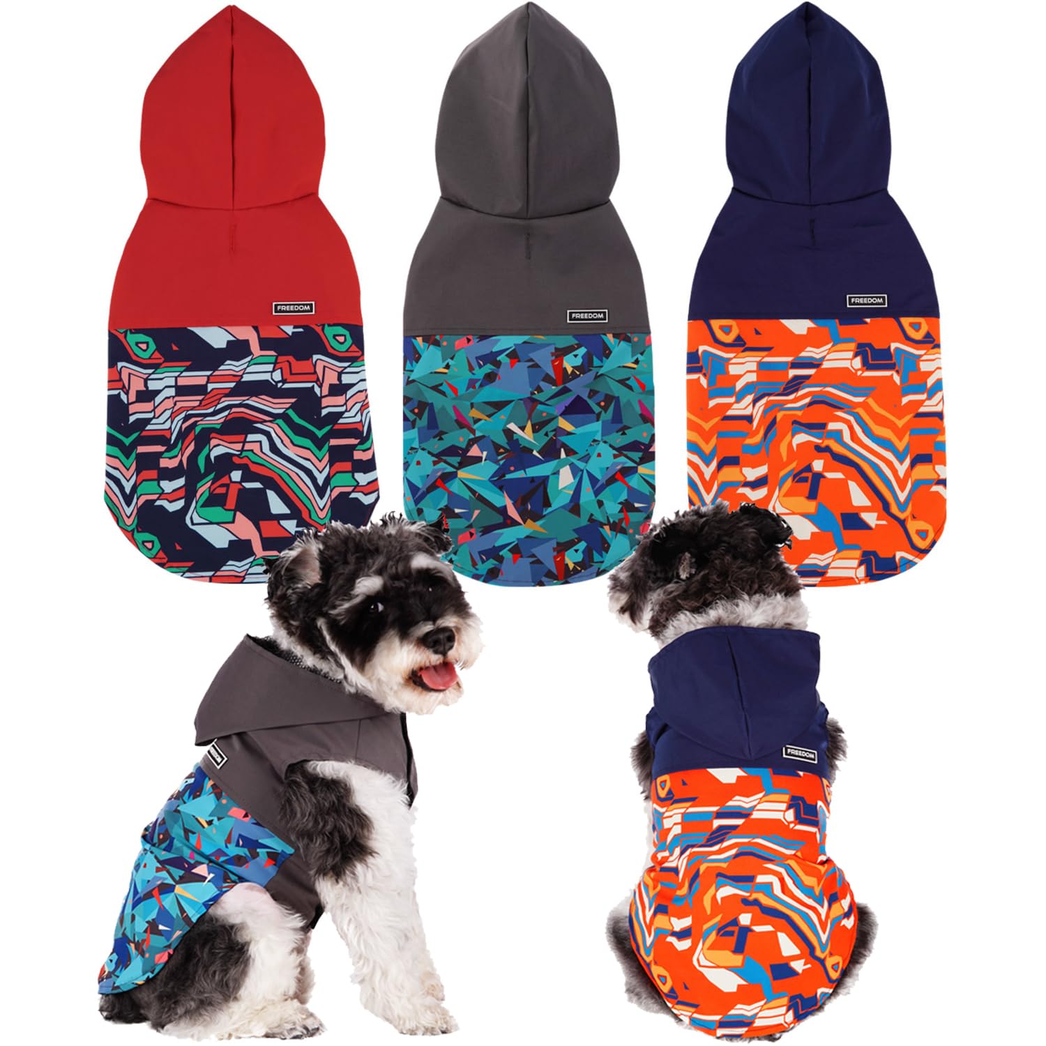 BPS Imperméables pour animaux de compagnie avec capuche et poche pour chiens de petite, moyenne et grande taille avec matériau 100% polyester (XXL, Bleu décoratif) BPS-16177AZ