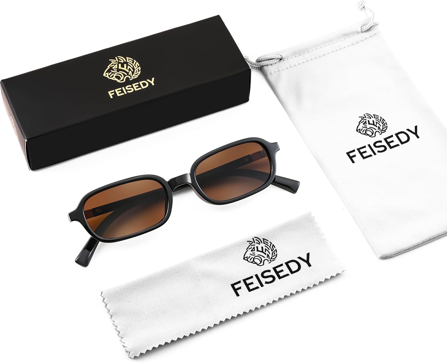 FEISEDY Retro Rectangular Sunglasses for Women Men 90s Small Vintage Fashion Square Sunnies B0282 - Image 8