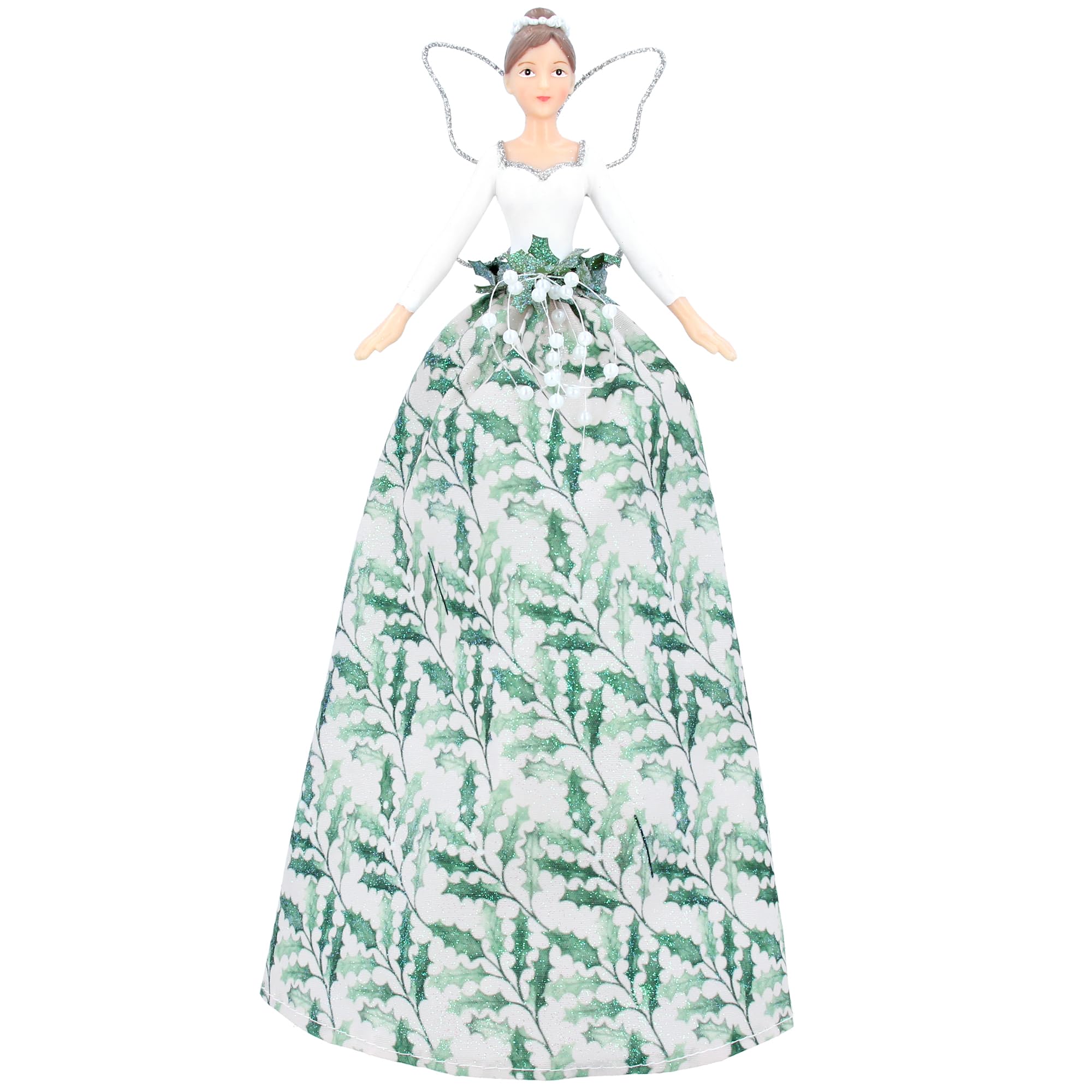 Gisela Graham Green Gisela Graham: 31637 Resin And Fabric Holly Tree Top Fairy