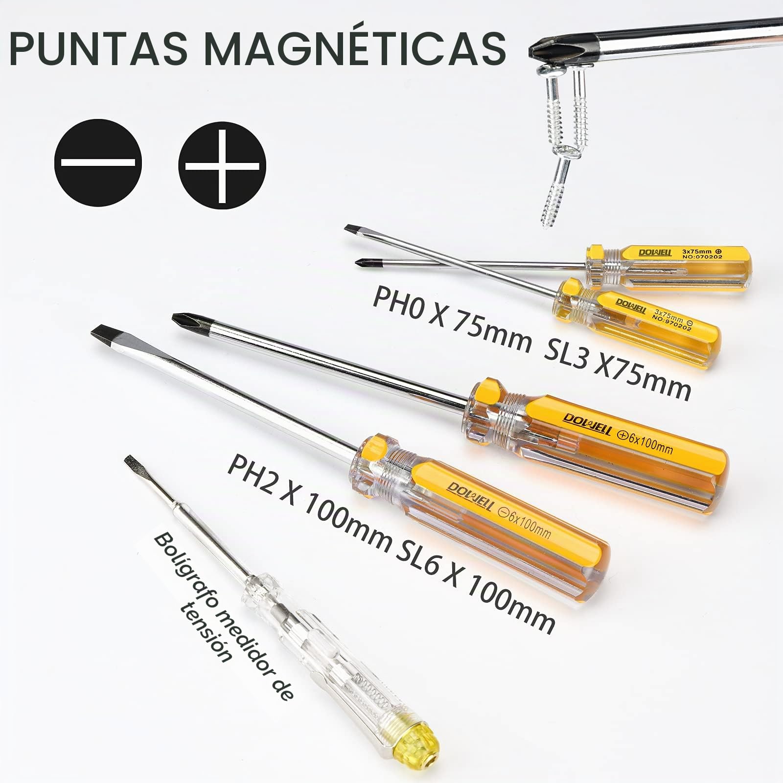 DOWELL Juego de Herramientas Kit de Herramientas de 19 Piezas Kit de Herramientas para el Hogar Juego de Alicates Juego de Destornilladores Llave Hexagonal Llave con Bolsa de Almacenamiento de