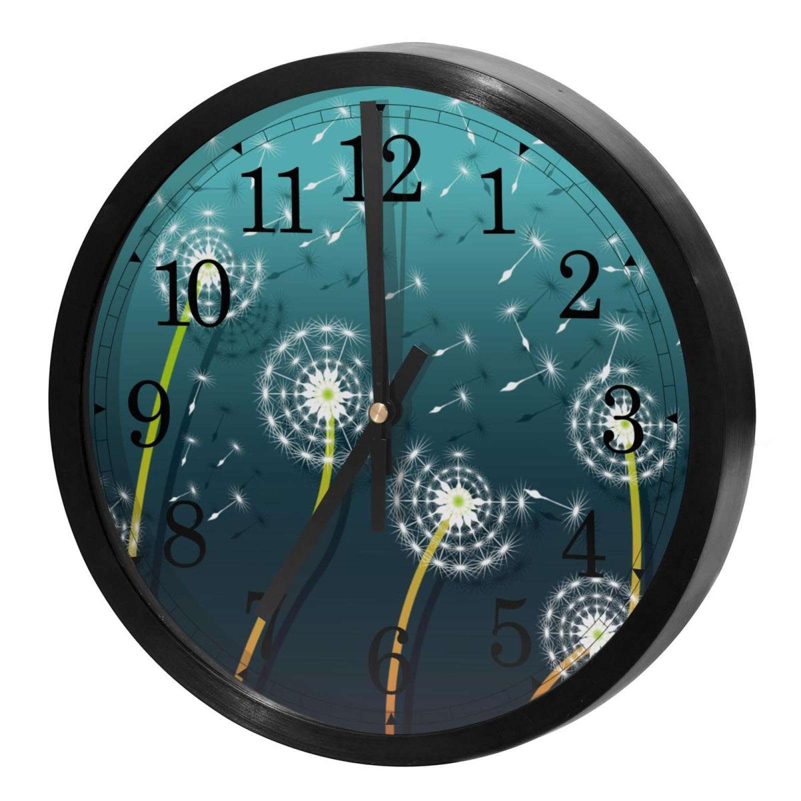Horloge murale silencieuse à quartz pissenlit ronde pour la maison