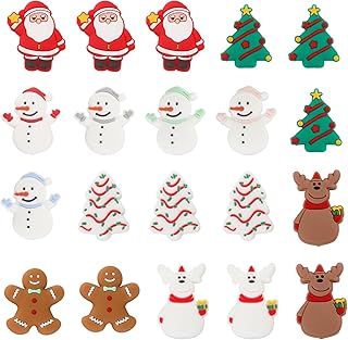 20PCS Silicone Focal Beads, Christmas Silicone Beads for Keychain Making Character Focal Silicone Beads for Pens Bulk Silicone Beads Focal for Bracelet Necklace Crafts (Christmas Pop)