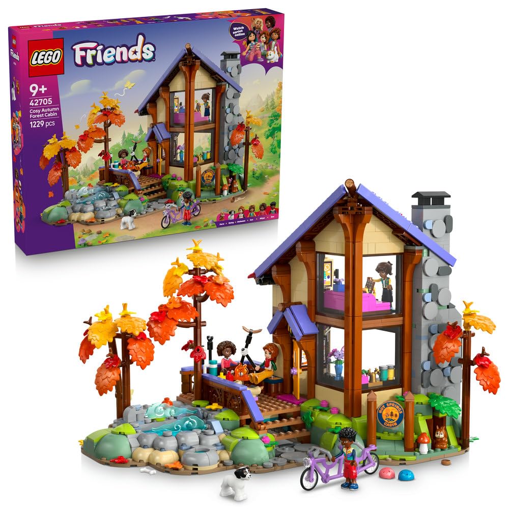 LEGO Friends Jesienna leśna chatka 42705 | Leśna chatka, zestaw do odgrywania ról, prezent dla dziewczynki i chłopca 9+, 1229 elementów