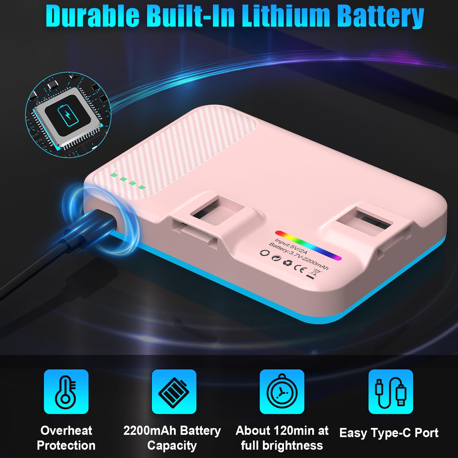 108 LED Video Light, 2500K-6500K RGB Selfie Light for iPhone-CRI 97+, 2200mAh Camera Light with 3CCT/RGB 360° Full Color/20 Lighting Effects, Portable Phone Light for Party, Photography, Streaming