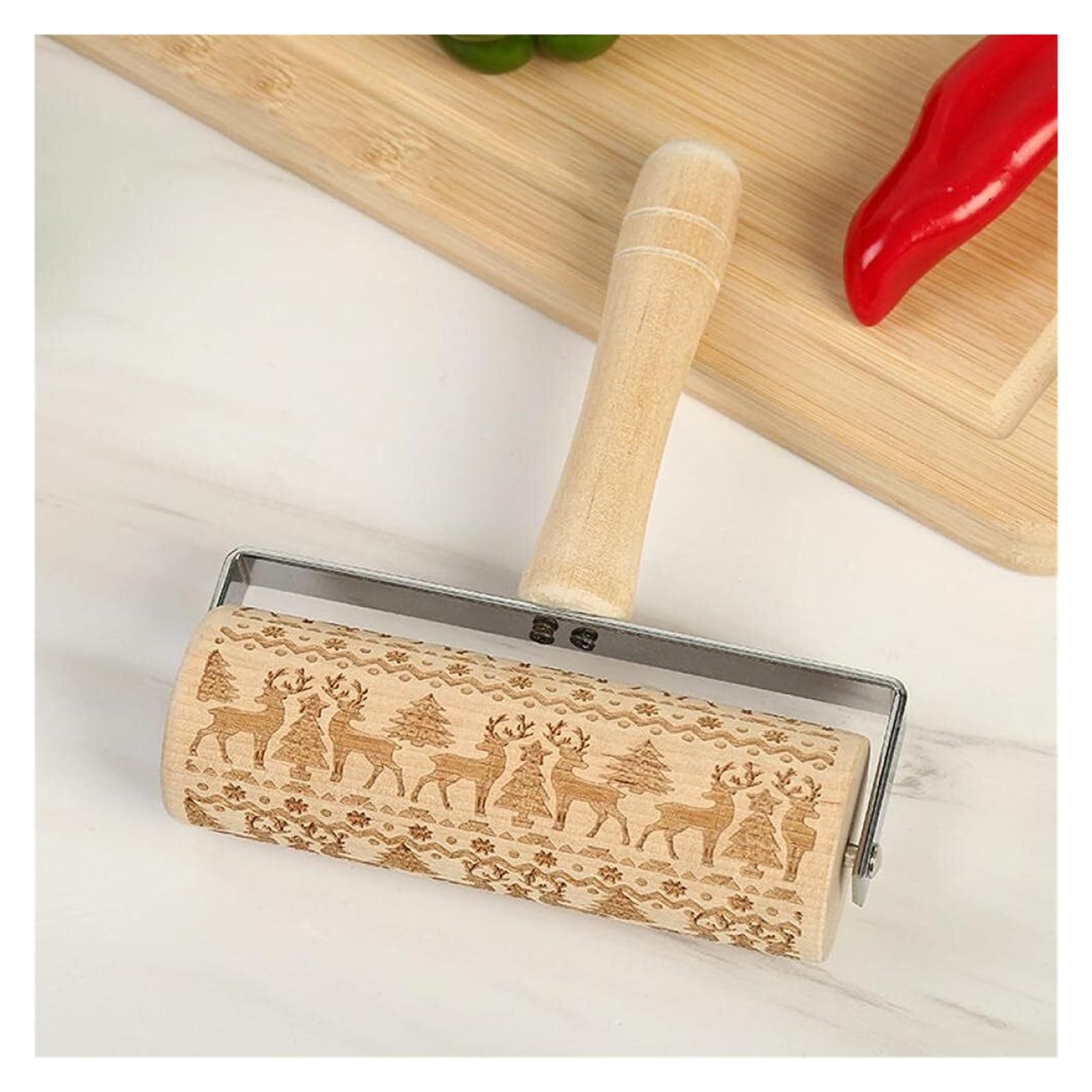 Mattarello, Mattarello in legno con manico for intaglio e cottura in cucina