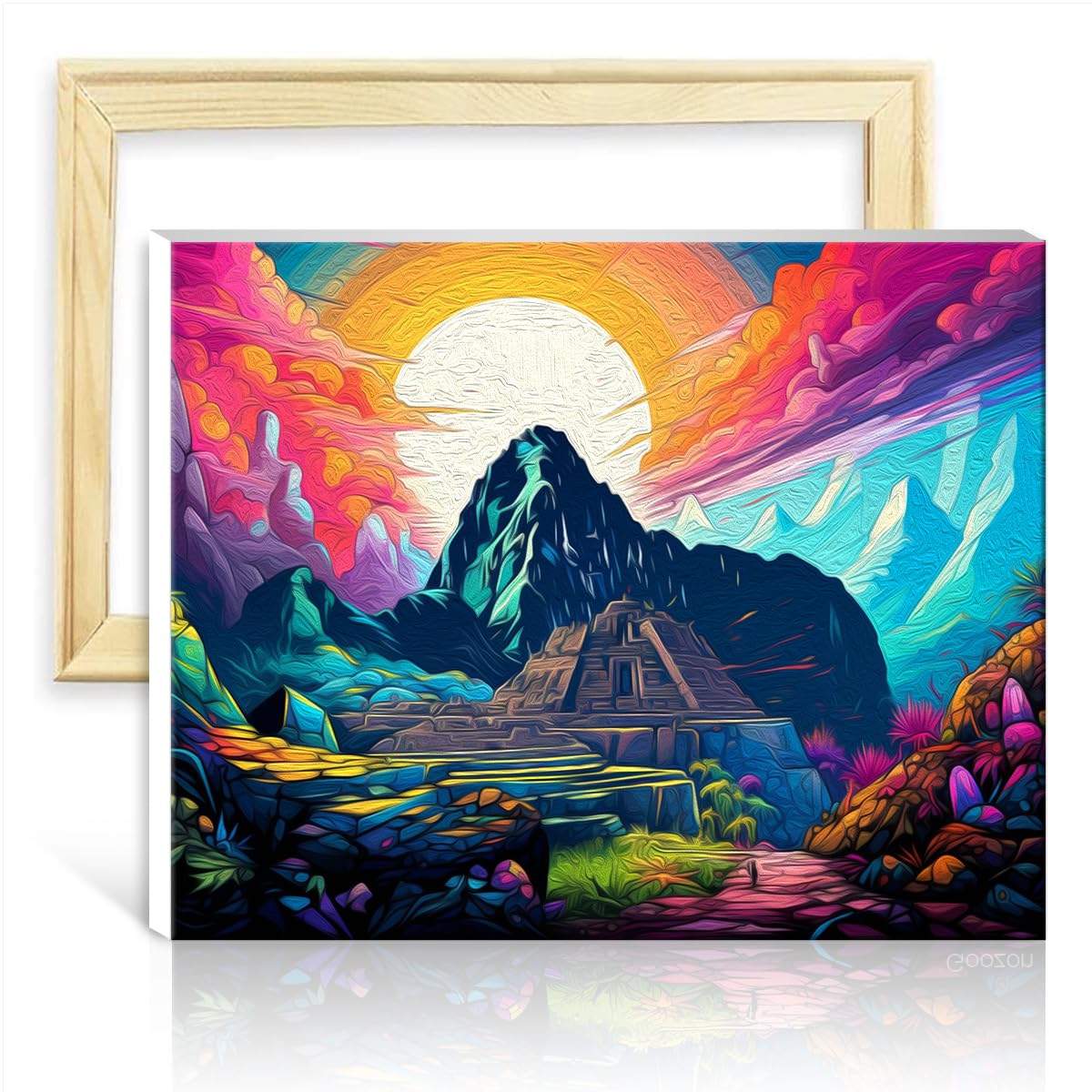 TANGFEIY Oil Painting by Numbers Kits Inca Ruins in Peru Kids Adults Paint by Number Kits- with Brushes and Acrylic Pigment on for Home Decor Gift No Frame(30x40cm)