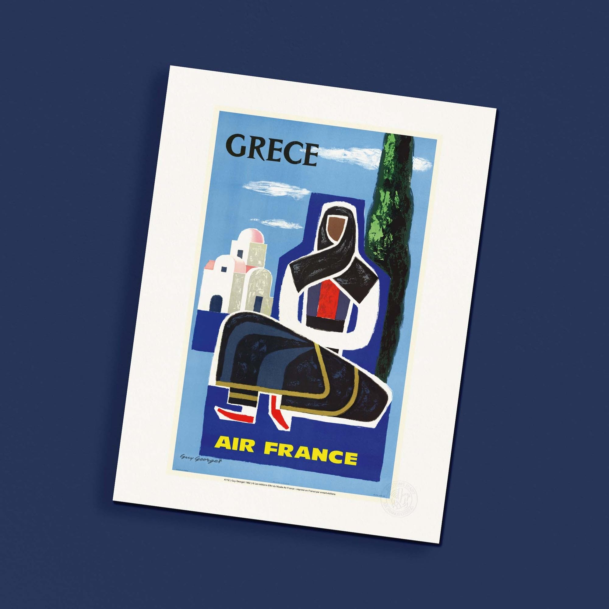 Affiche Air France Grèce 1963 Guy Georget lithographie de collection