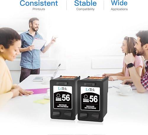 Miniatura 6 de LxTek Cartucho de tinta remanufacturado de repuesto para tinta HP 56 para usar con impresora Deskjet 5850 5650 5150, Photosmart 7150 7260 7350 7960,