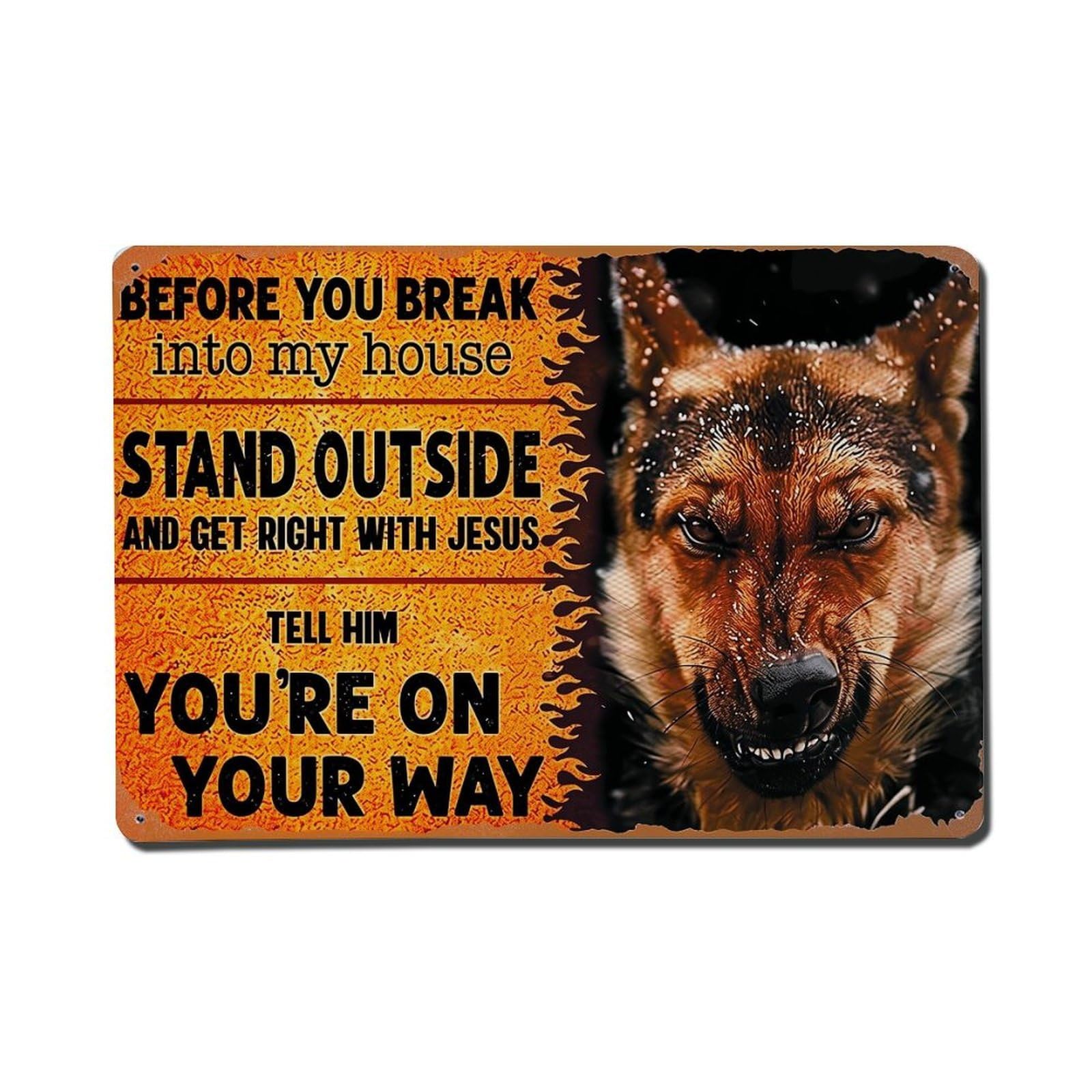 Nestemfo Vintage Funny Dog Warning Sign Print Tin Sign Metal Sign, Living Room,Bar, Home, Bedroom Wall Decor,Retro Metal Poster 8X12 Inches