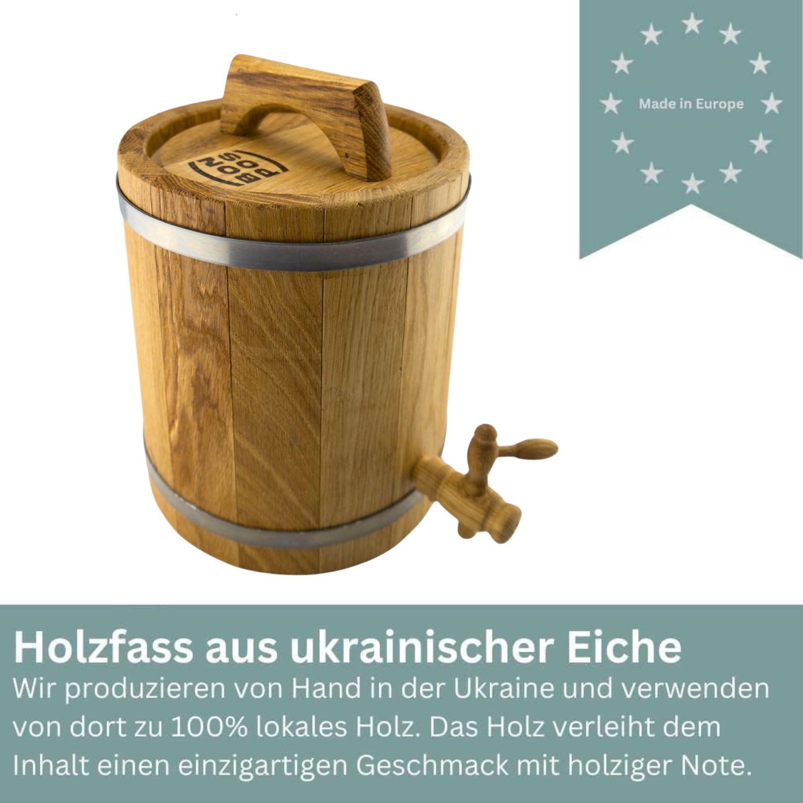 Botte in legno di quercia da 5 l, per liquori e vino