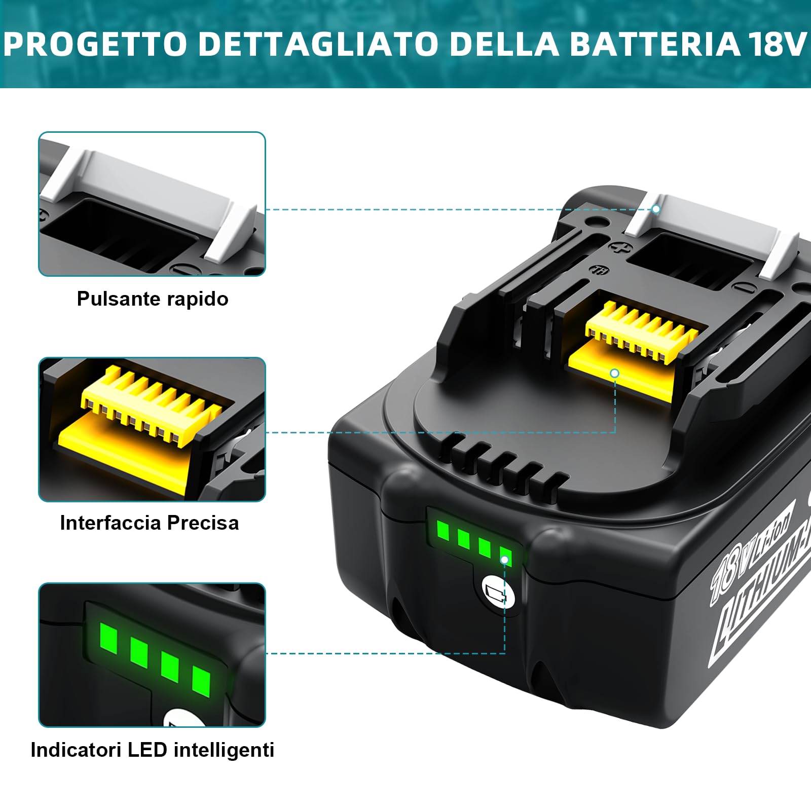 Batteria di ricambio per batteria Makita 18V: 2 batterie di ricambio Li-ion 5,0Ah/5000mAh ad alta capacità, compatibile con BL1860 BL1840 BL1830 BL1815 BL1835 BL1850B BL1845 BL1850 194205-3