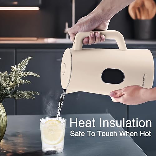 Miniatura 7 de Hervidor Eléctrico de Acero Inoxidable de 1.5L, Tetera de Doble Pared de Toque Frío, Ebullición Rápida, Control de 5 Temperaturas, Pantalla LED,