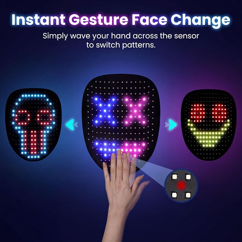 MEGOO Led Light up Mask with Gesture Sensing, Halloween Gifts for Kids image 4