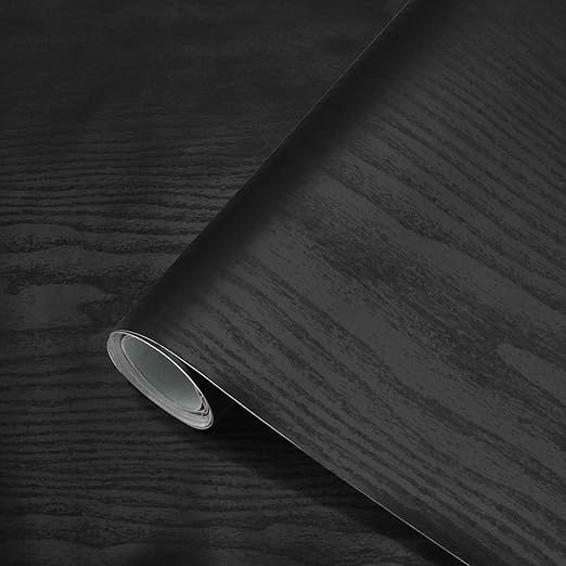 seonta Wood Contact Paper Black 16"x118" Wood Peel and Stick Wallpaper