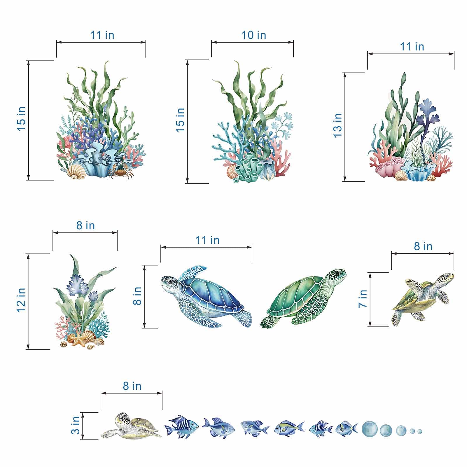 Sea Turtle Wall Decals for Kids: Peel and Stick Under The Sea Marine Fish Ocean Wall Stickers for Baby Nursery Bedroom Toddler Room - Image 4