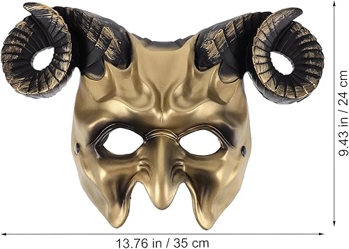 Miniatura 2 de Abaodam Máscara de cuerno de buey, máscara de cuernos, máscara de media cara de animal para festivales, fiestas, disfraz de Halloween, cosplay