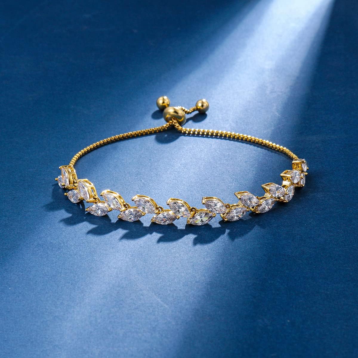 Adjustable Bridal Wedding Tennis Bracelets for Women, Marquise Teardrop Cubic Zirconia Jewelry Chain Bracelet for Party Prom - Image 3