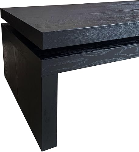 Miniatura 55 de SSLine Mesa de centro rectangular de madera antigua de 45.2 pulgadas para sala de estar, mesas auxiliares de almacenamiento de 2 niveles con patas