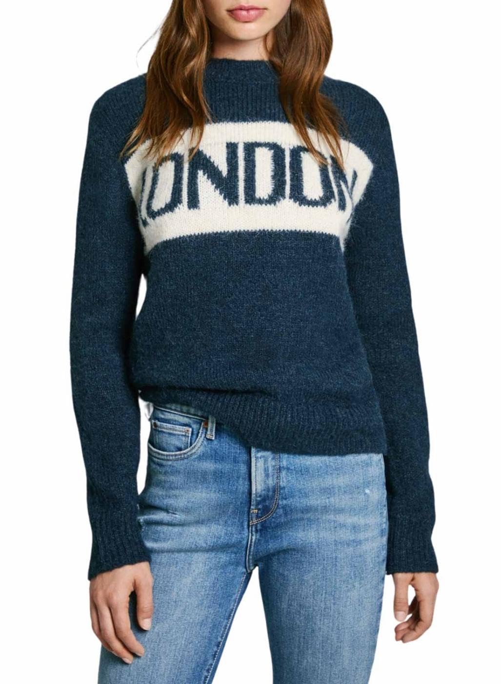 Pepe Jeans Women's Blue (Dulwich Blue) Hilda, Knitwear, Blue, L