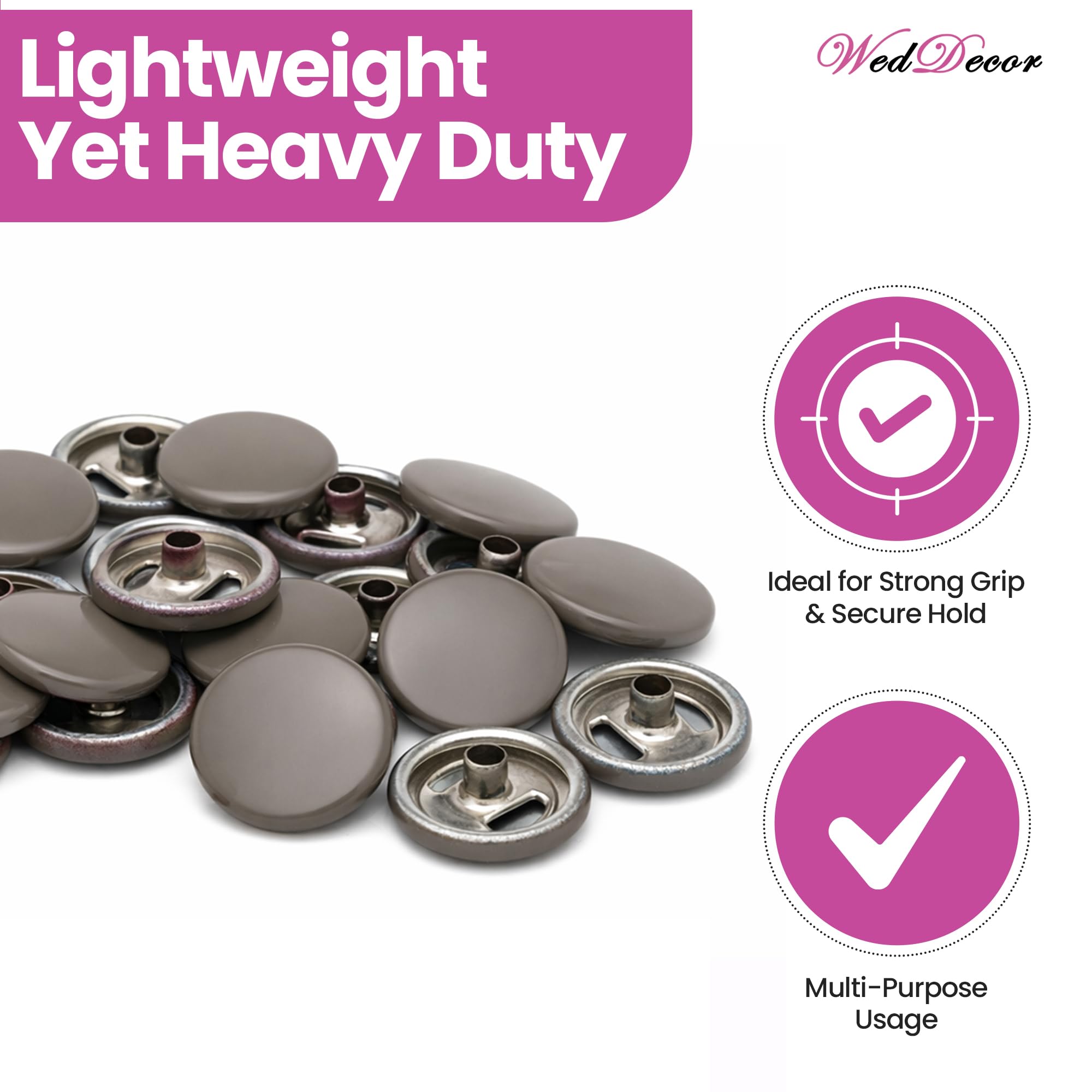 Weddecor Beige 15mm Botones a Presión Metal Resistente Níquel Libre 4 Partes Cierres Remaches Botón para Cuero Manualidades, Chaquetas, Bolsas, Tiras, Jeans, Ropa Reparación - Pack De 10 - Hongo, 500