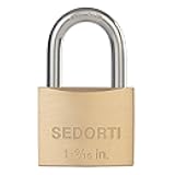 SEDORTI Outdoor Weatherproof Padlock with Stainless Steel Shackle and Solid Brass Body, Marine Grade Rustproof Lock for Sheds, Storage Unit School Gym Locker, Fence, Toolbox, Hasp Storage