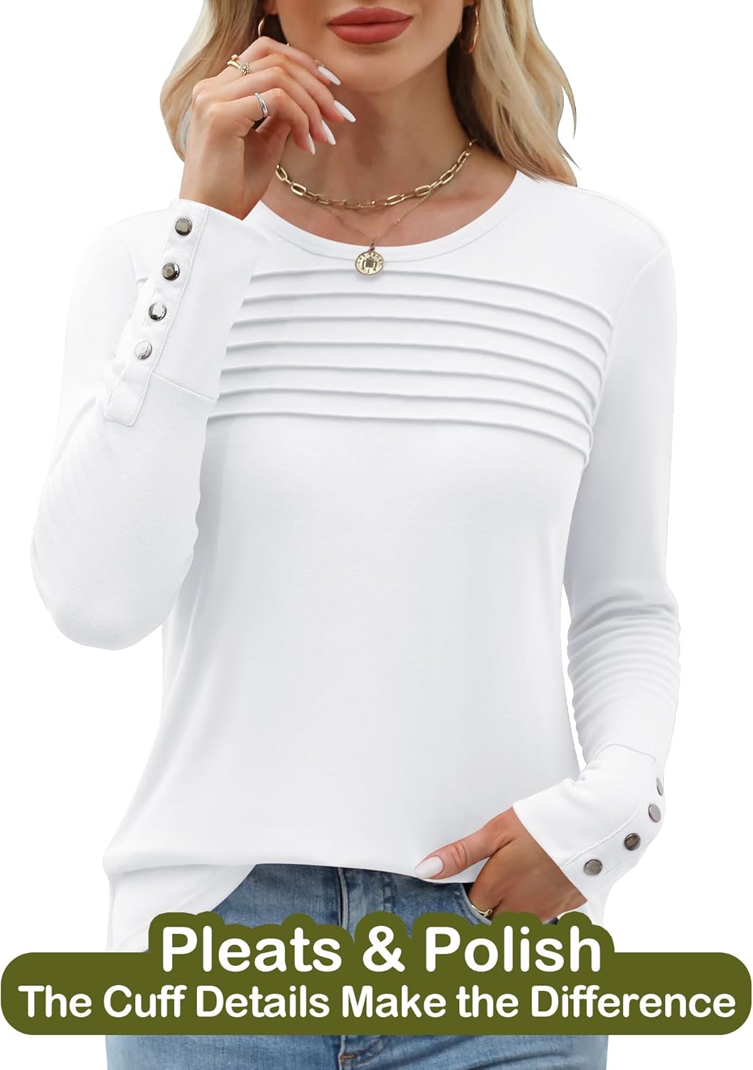 Blouses for Women Dressy Casual Long Sleeve Fall Fashion Tops Trendy Outfits for Work Office Shirts Thicker Clothes - Image 4