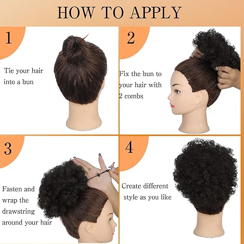 Miniatura 4 de AISI QUEENS Peluca de cola de caballo rizada con cordón y clip para mujeres negras, sintética (mediana (paquete de 1), 2# (negro natural)