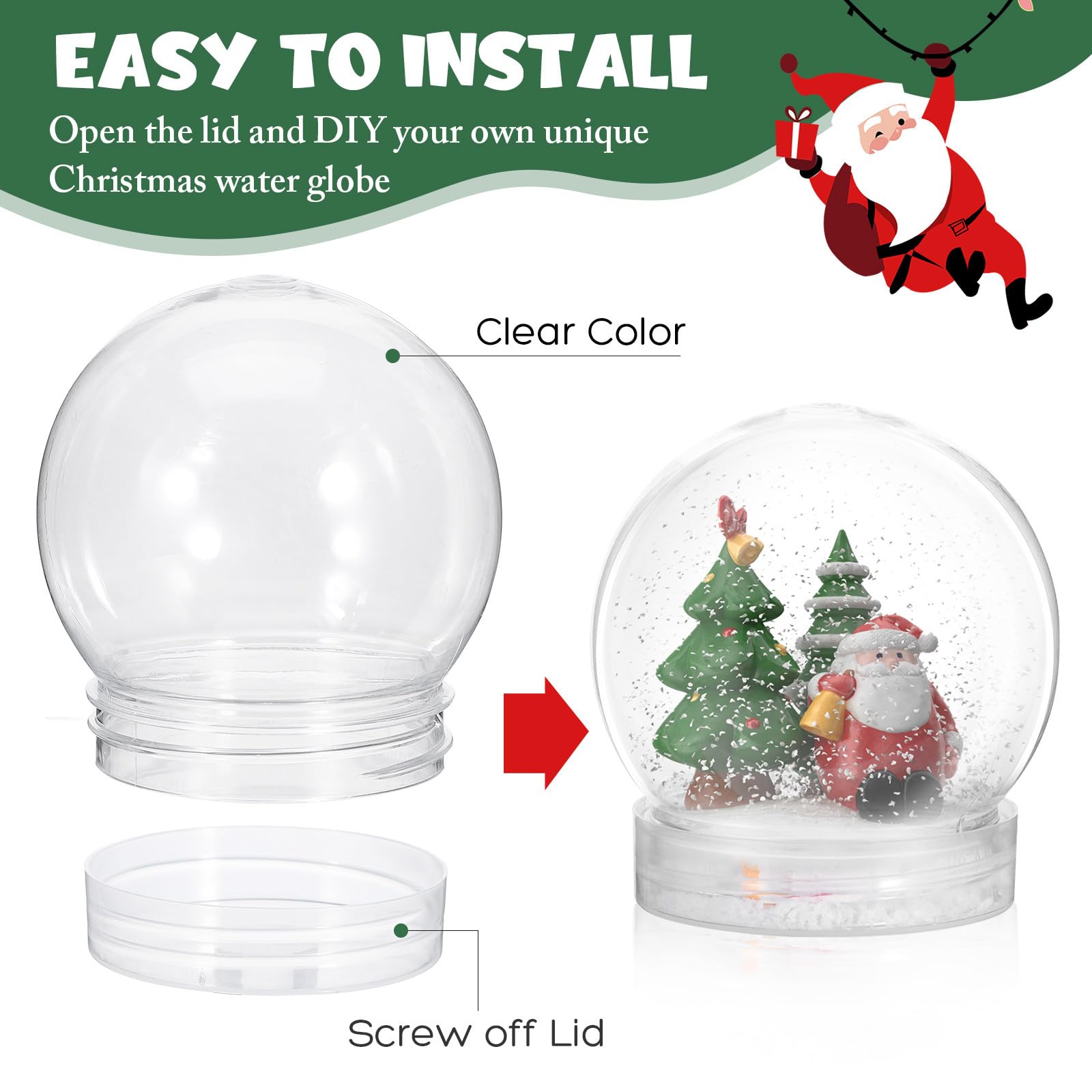 Operitacx Lot de 20 Mini Boules à Neige Transparentes en Plastique (7 X 6 Cm) avec Bouchons à Visser pour La Création de Boules à Neige Artisanales.