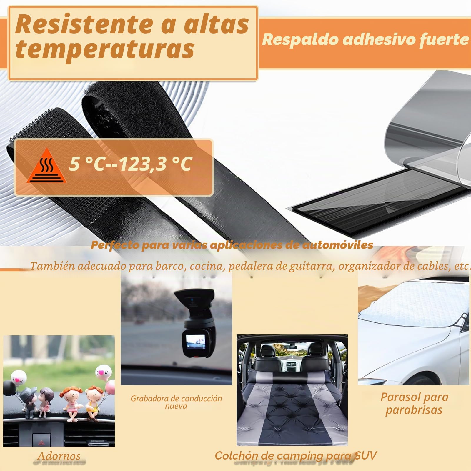 TEUVO Belcro Adhesivo de 11 CM de Ancho y 2M de Largo, Resistente a Altas Temperaturas Belcro Adhesivo Doble Cara para el Hogar, el Lugar de Trabajo, los Coches, las Artesanías