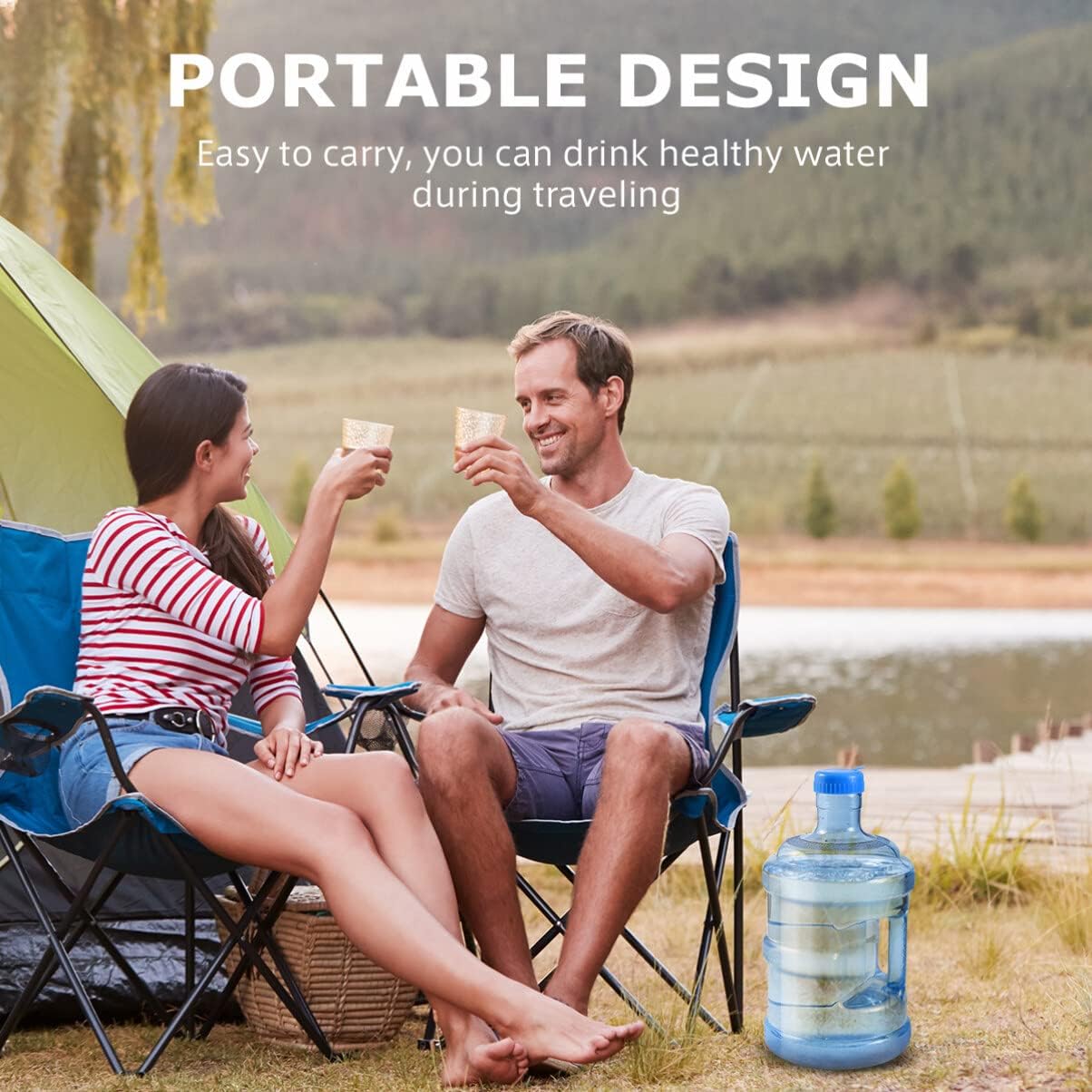 FAVOMOTO 5L Water Bottle, Water Jug Reusable Round Plastic Water Bottle with Handle Leak Proof Waterottle Screw Cap Water Storage Containers for Camping Outdoor Sports Travel