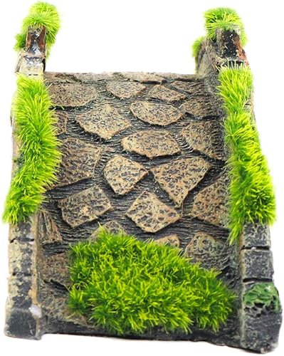 Miniatura 8 de AQUA KT Puente levadizo de puente de arco con césped para decoración de paisajismo de acuario