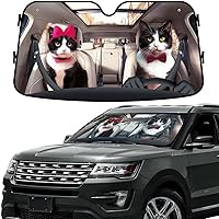 Vista 15 de GENANY Parasol Divertido para Parabrisas de Pareja de Perros Golden Retriever Lindos para Coche SUV Camión (55x30 Pulgadas), Parasol