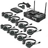 Hollyland Solidcom C1 9-Person Wireless Headset Intercom System with Base Station & 9 headsets, 1.9GHz Full-Duplex Team Communication with AB Grouping Cloud Meeting Announcement Expandable Connection