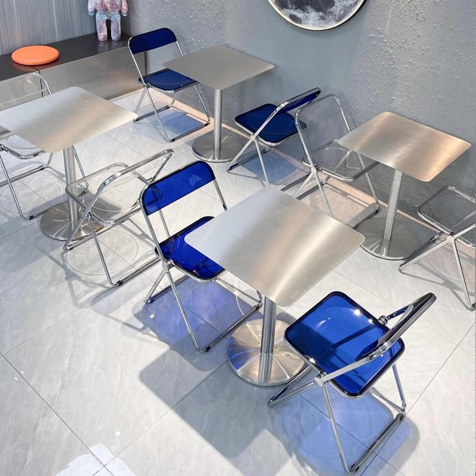 MARXAN Table de Bar à Cocktail en Acier Inoxydable, Plateau de 50 cm/60 cm, Table Basse carrée pour Salon, Salle à Manger, Bout de canapé, Cuisine, Petit-déjeuner, Salle à Manger(60x60x75cm)
