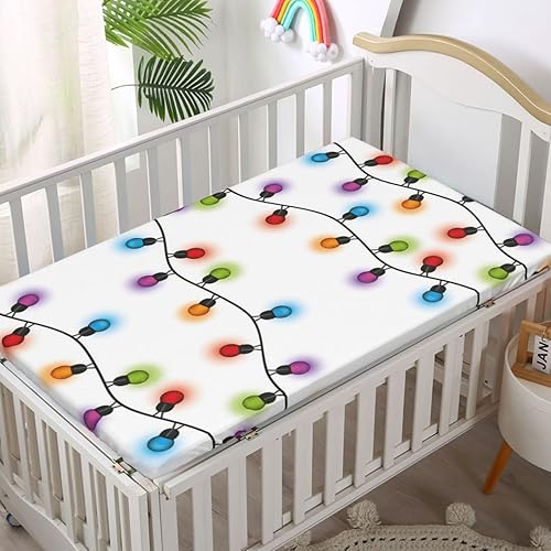 Miniatura 2 de Sábana bajera ajustable para cuna con temática navideña, sábana bajera estándar para cuna para niños y niñas, 52 x 28 pulgadas, multicolor