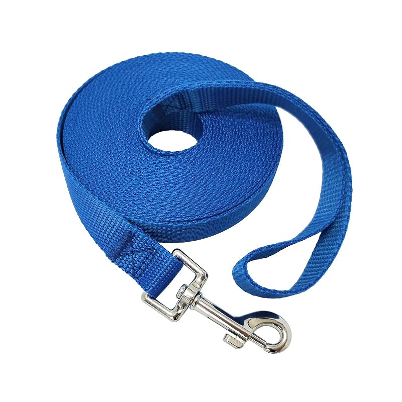 Guia de adestramento para cães em nylon com mosquetão giratório MANDAO Blue 4,57 m
