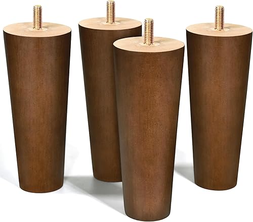 AORYVIC Patas de madera para muebles, patas de sofá de color nogal, patas de repuesto para gabinete, tocador, sofá, silla, aparador, paquete de 4 (6