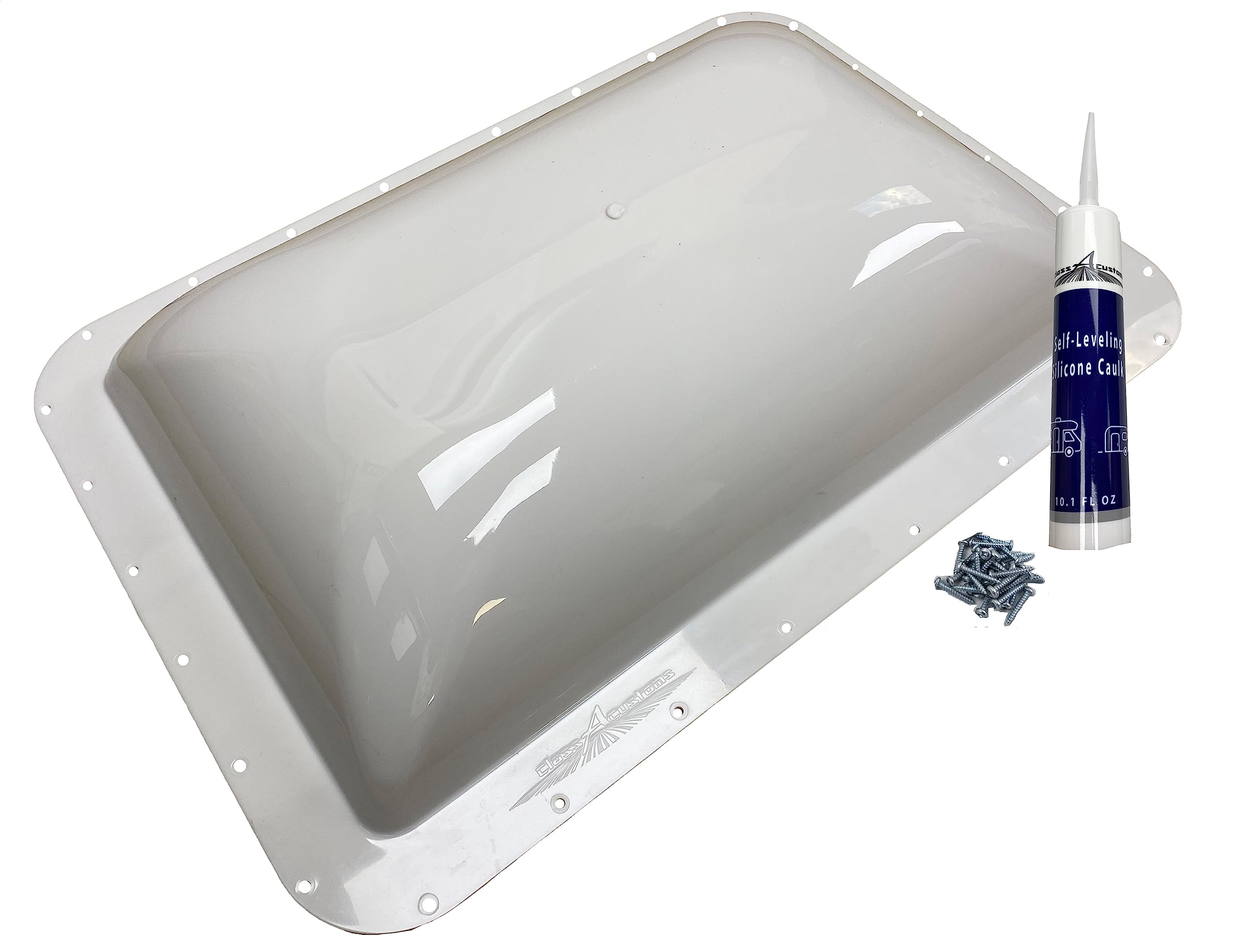 classAcustoms | RV Camper Trailer White Skylight 18 x 26 OD / 14 x 22 ID - Includes Caulk and Screws | WESL-100-CS