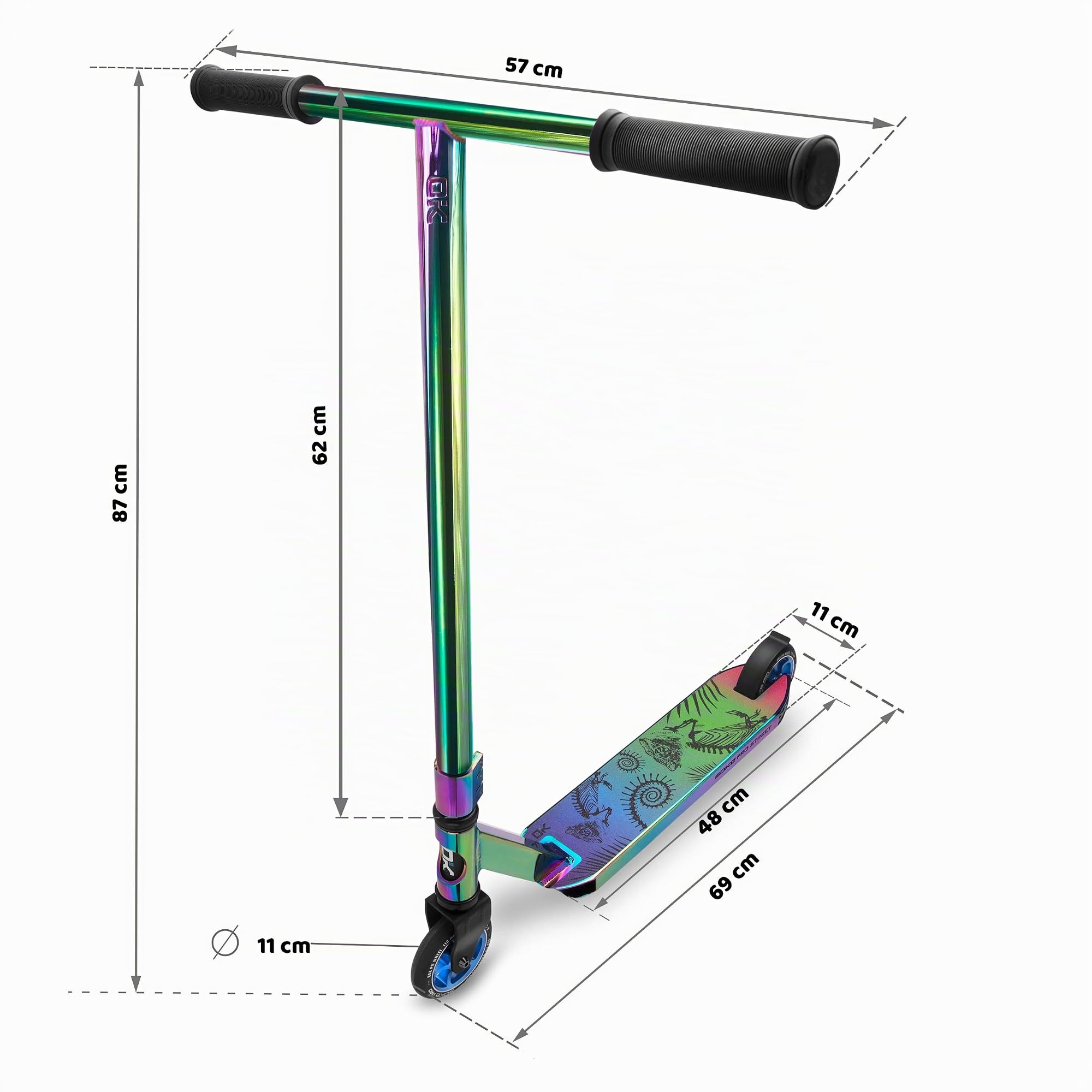 Patinete Soke Pro Street Neo Stunt Cromado con 9 rodamientos de Bolas ABEC para Adultos y niños Soke