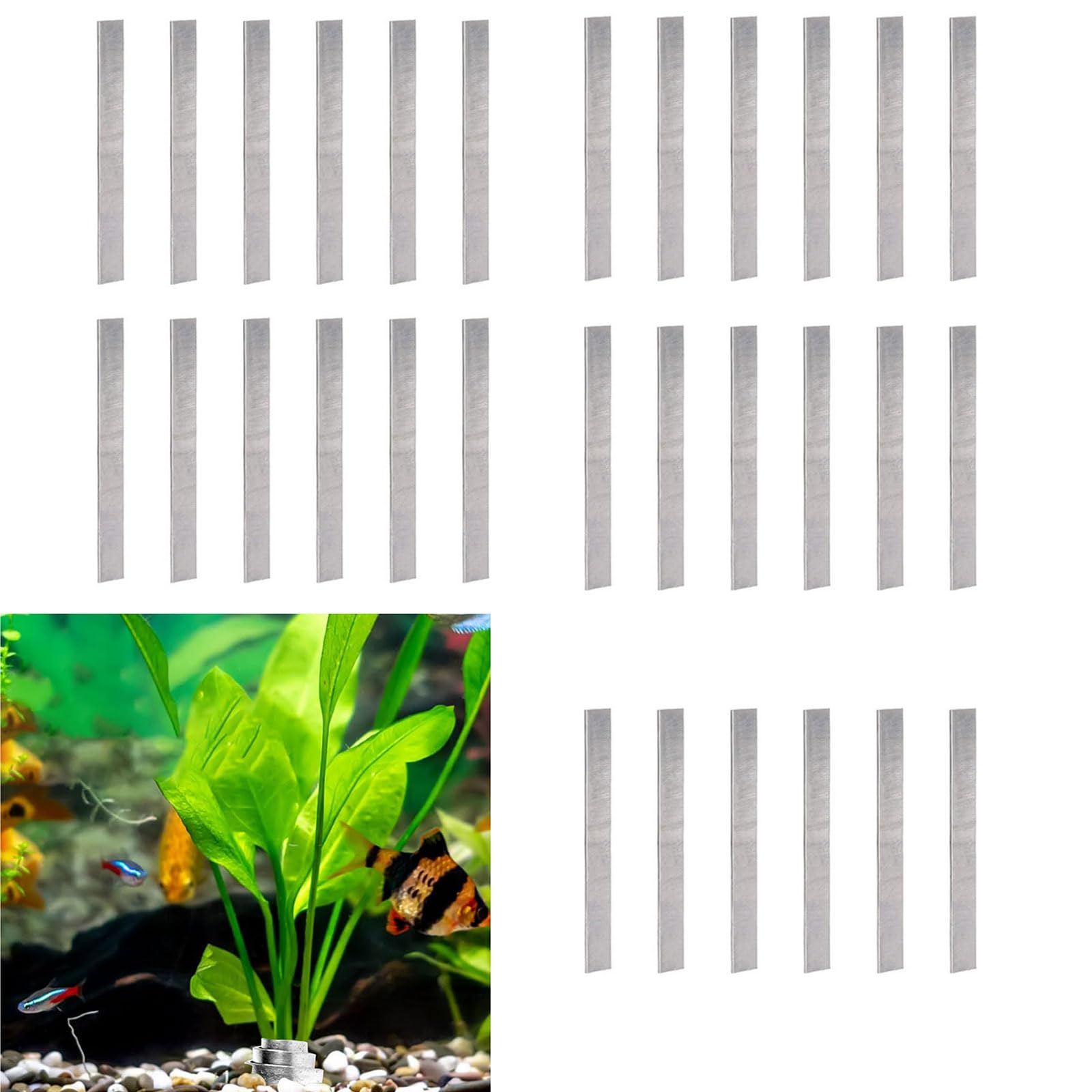 rflaueo 30pcs Aquarium Plant Weights: Bendable Aquatic Plant Anchors, Cuttable, Silver, 10cm x 1.4cm, Prevent Plants Floating
