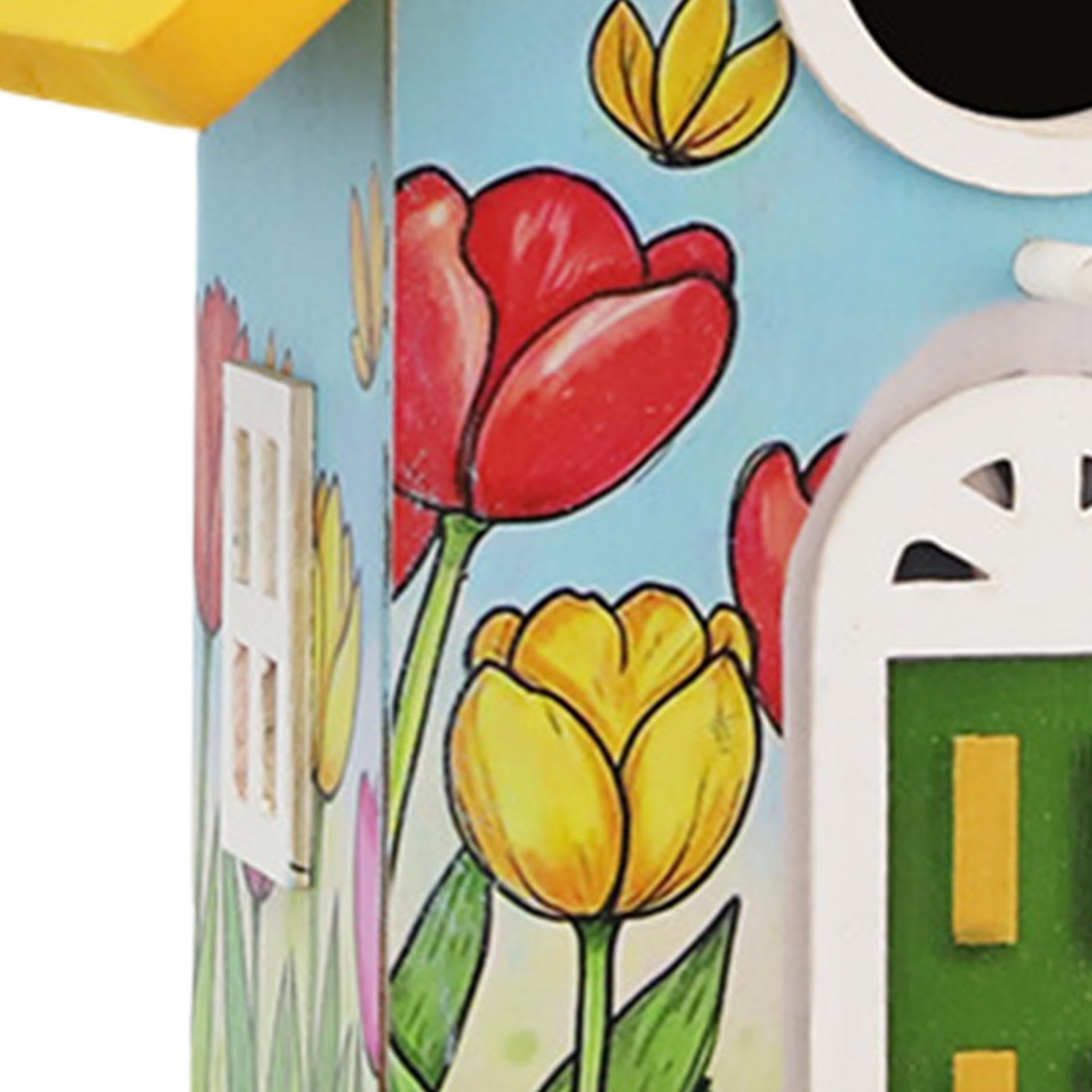 Vogelhaus aus Holz - bemalte Tulpe Hängedekor | Outdoor Garten